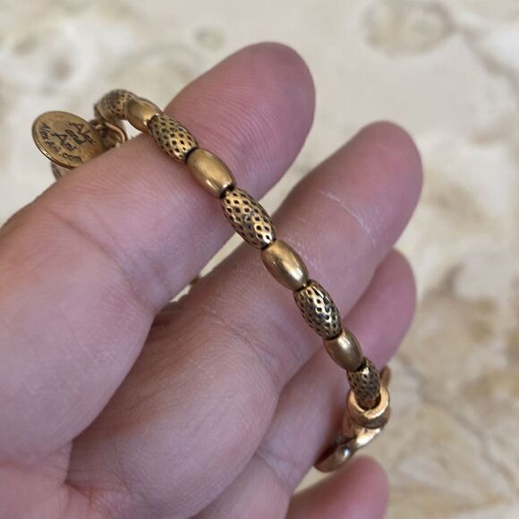 Alex and Ani Gypsy 66 Heart Wrap Antiqued Gold Finish Bracelet - Picture 10 of 11